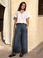 Portillo French Linen Pants Charcoal