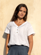 Vivre French Linen and Cotton Blouse White