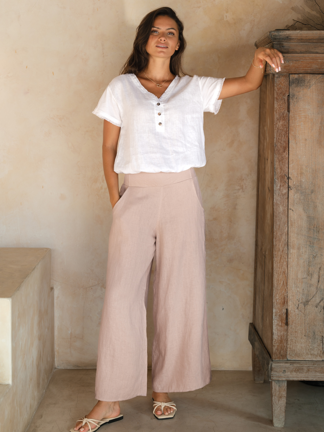 Vivre French Linen and Cotton Blouse White