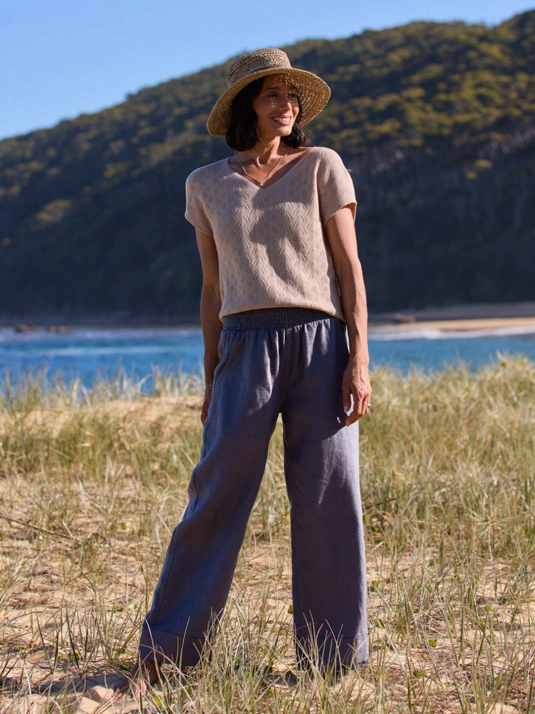 Yamba French Linen Pants Charcoal