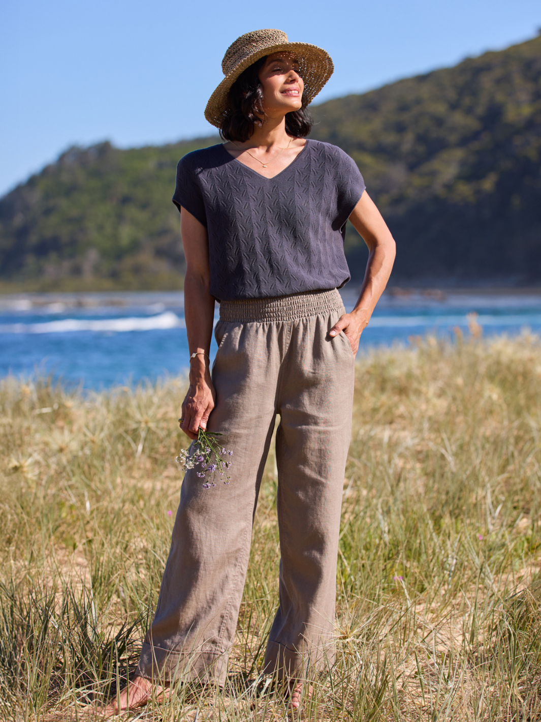 Yamba French Linen Pants Elm