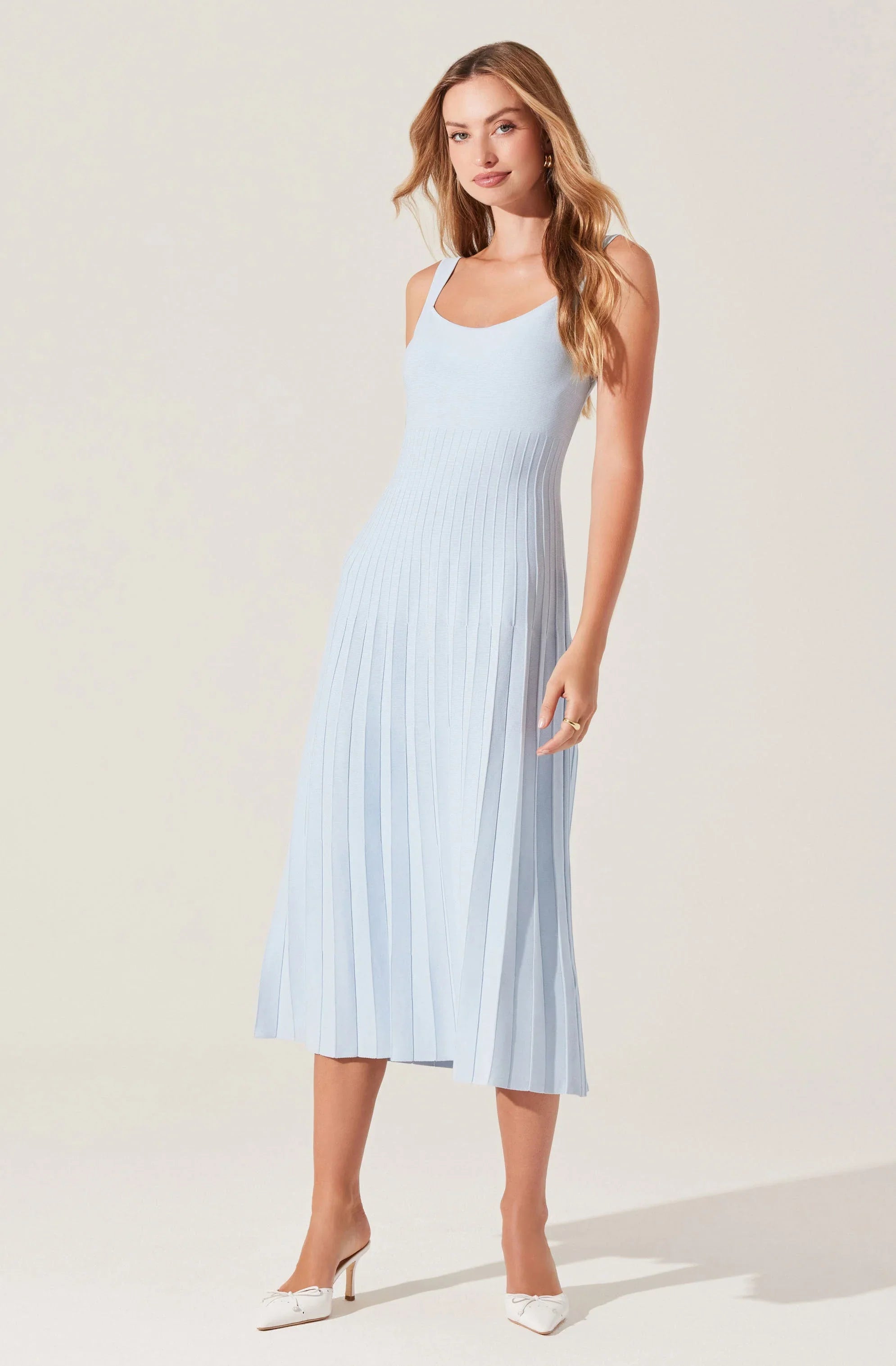 ASTR The Label Aylin Pleated Midi Sweater Dress