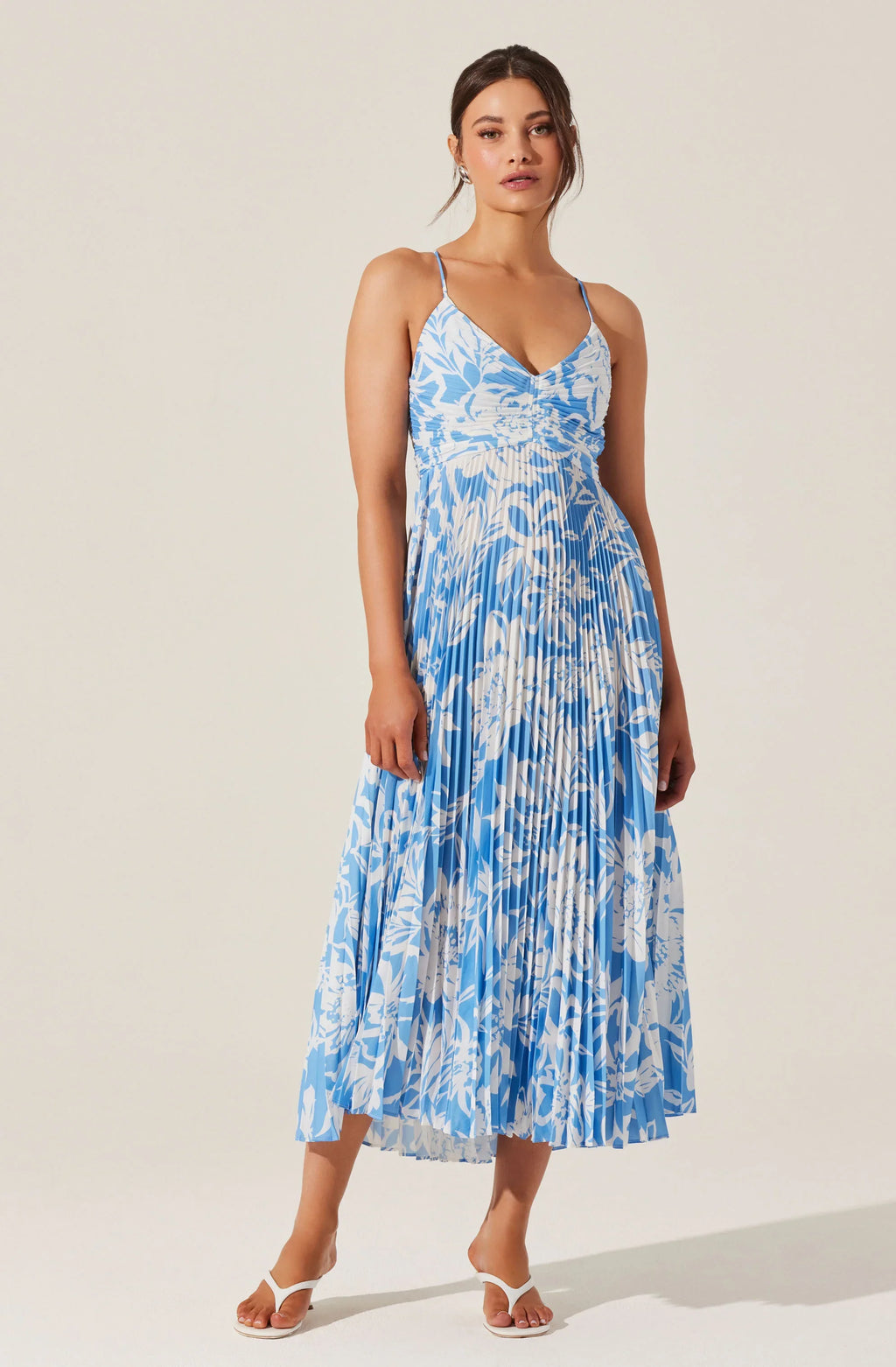 ASTR The Label Floral Blythe Plisse Midi Dress