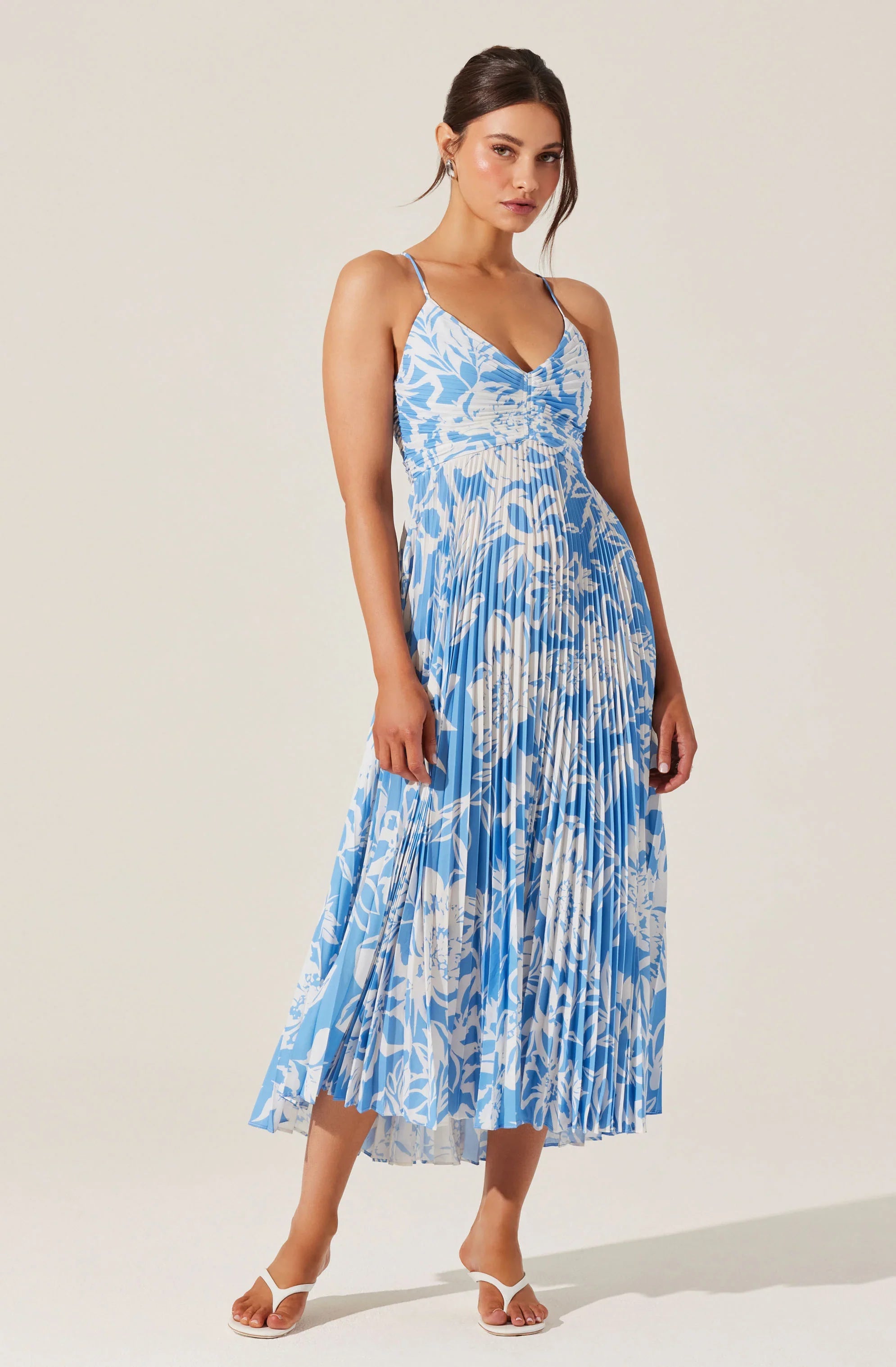 ASTR The Label Floral Blythe Plisse Midi Dress