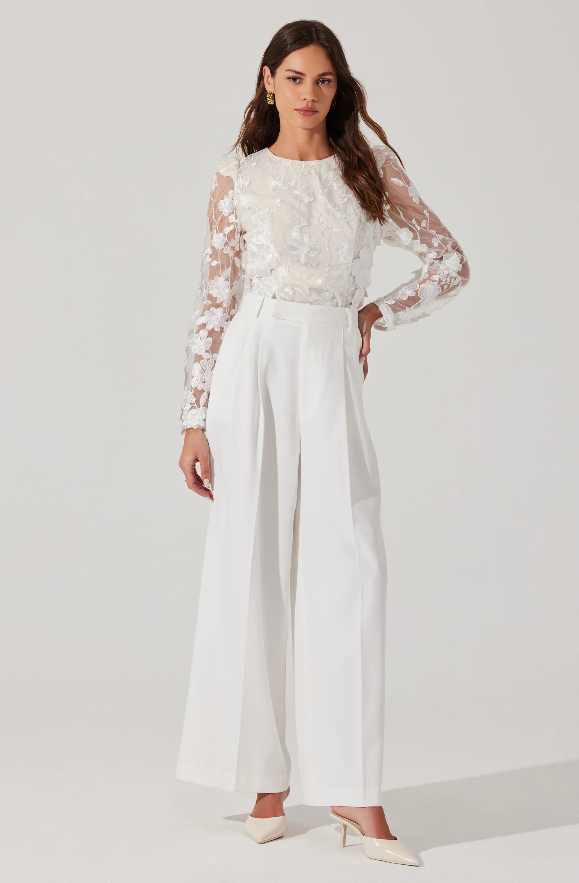 ASTR The Label Bryne Floral Applique Top