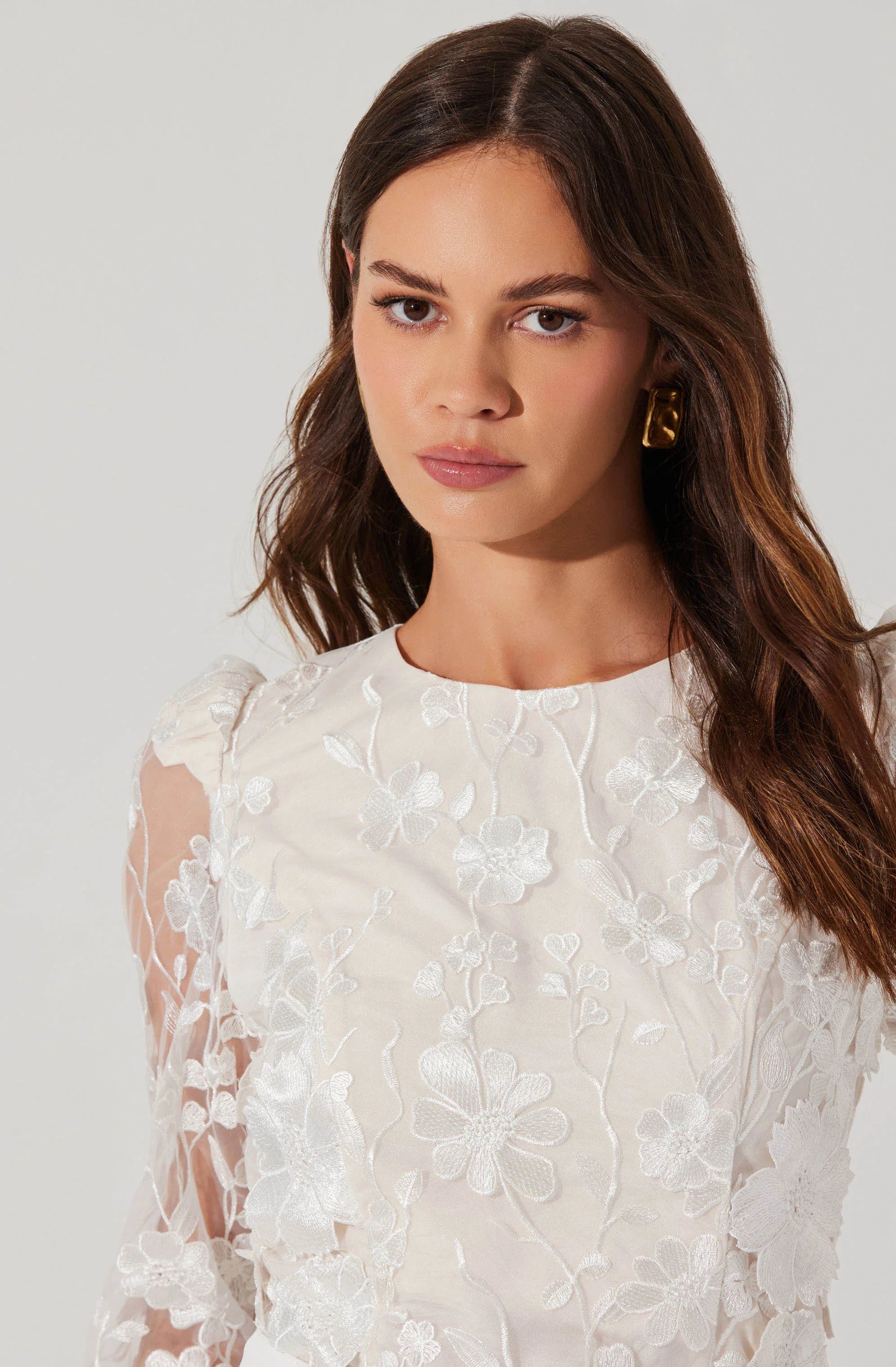 ASTR The Label Bryne Floral Applique Top