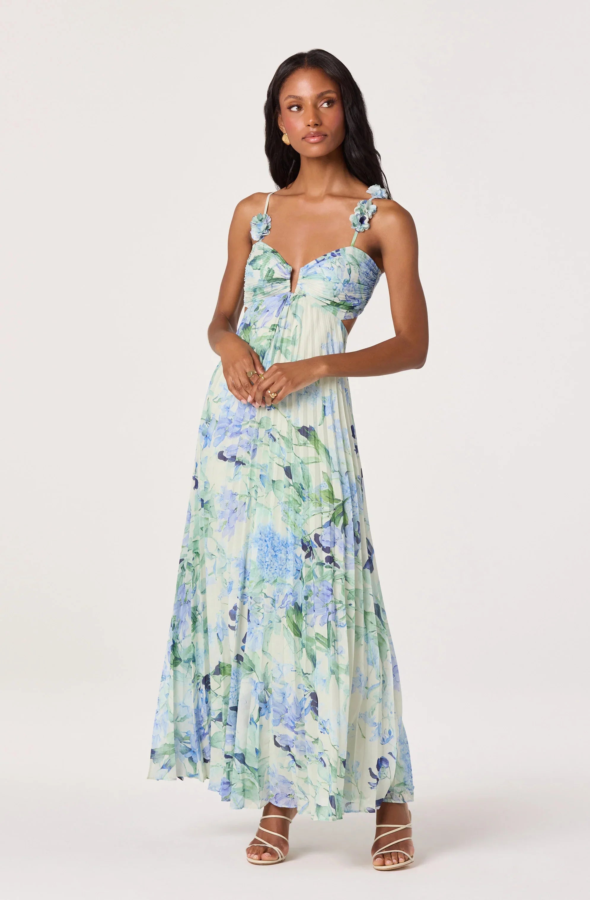 ASTR The Label Emese Floral Cutout Maxi Dress