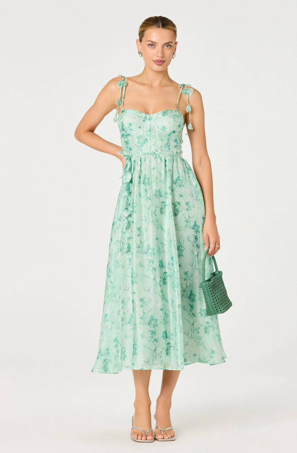 ASTR The Label Halcyon Floral 3D Flower Appliqué Midi Dress