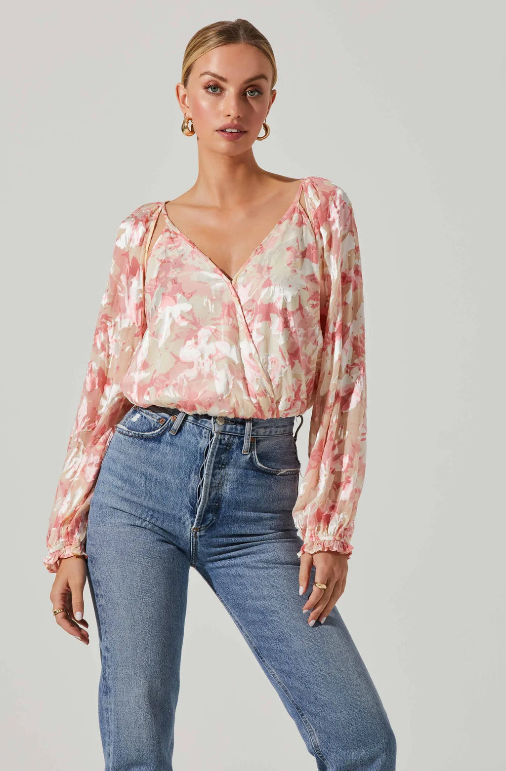 ASTR The Label Kamari Floral Burnout Top