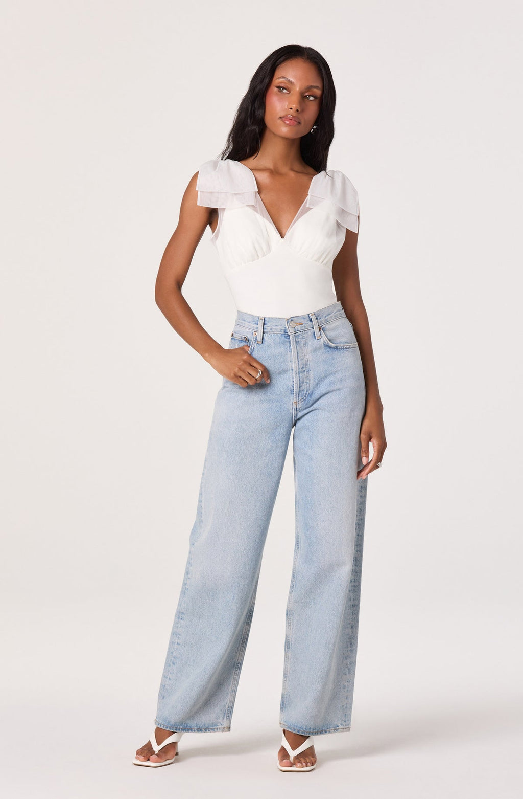 ASTR The Label Maelie Bow Shoulder Bodysuit