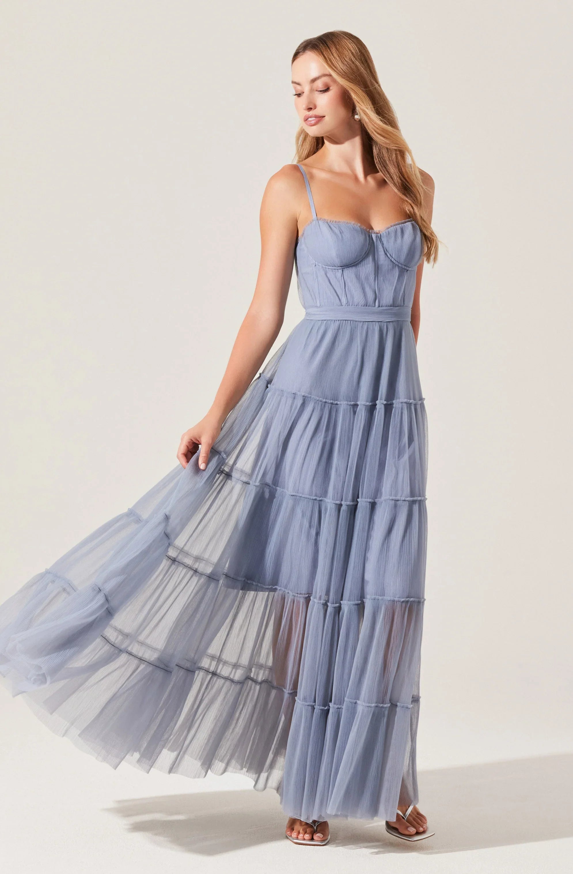 ASTR The Label Mireya Bustier Tulle Maxi Dress