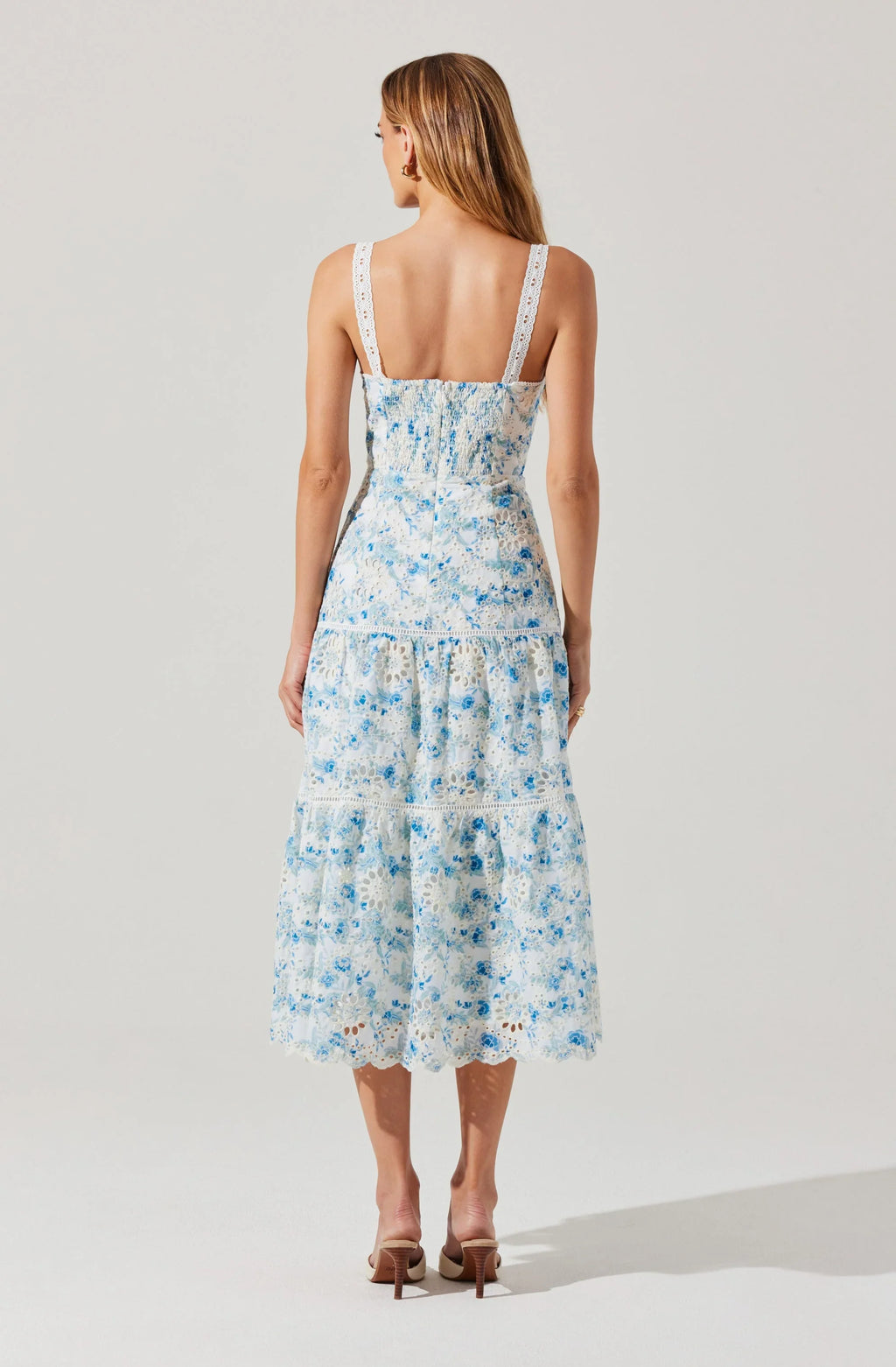 ASTR The Label Pellagia Floral Eyelet Midi Dress