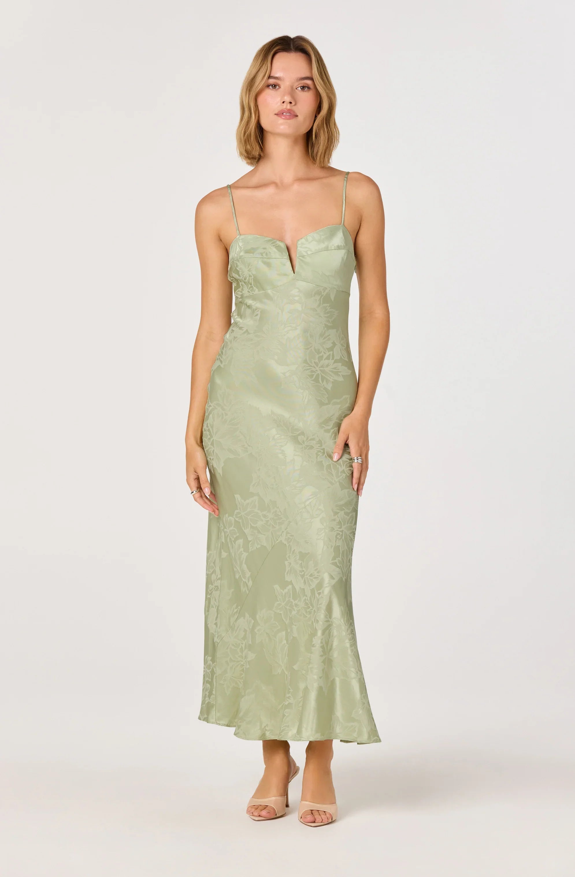 ASTR The Label Tyla Satin Bias-Cut Maxi Dress
