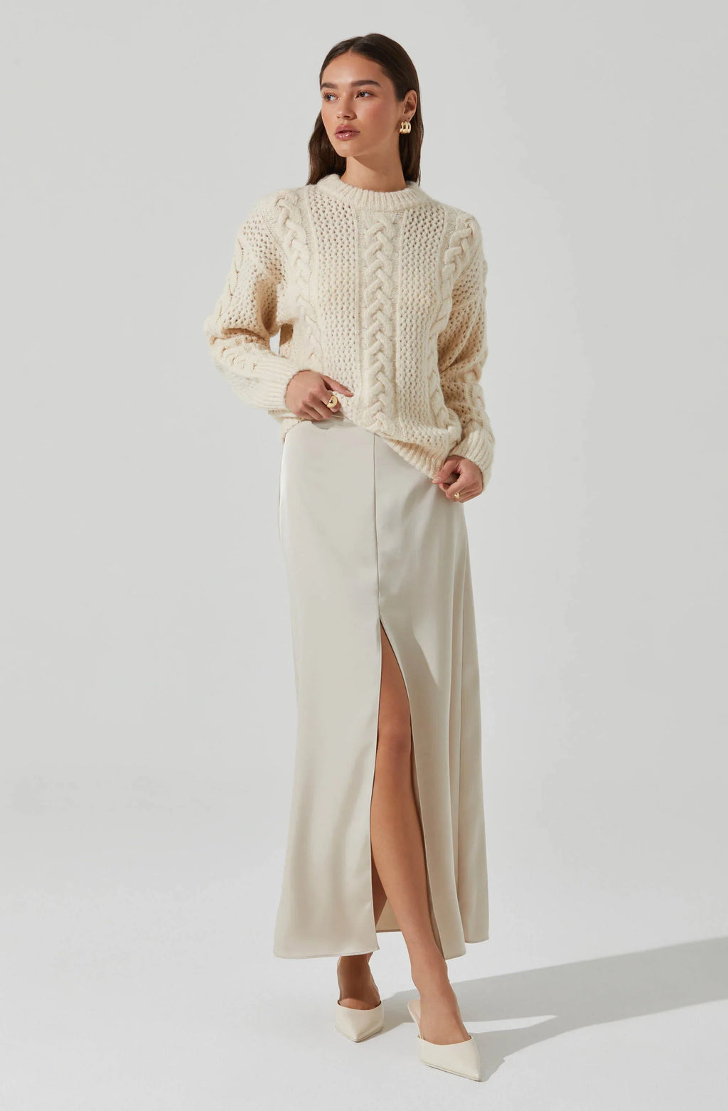 ASTR The Label Vitella Satin Maxi Skirt