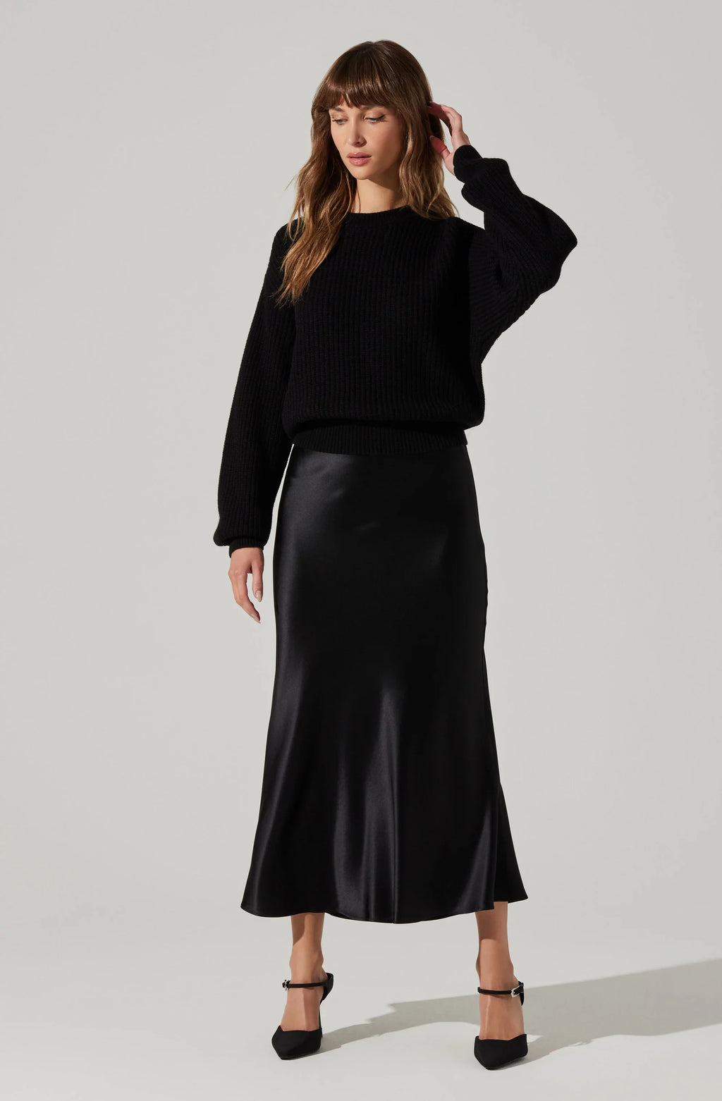 ASTR The Label Windey Satin Maxi Skirt