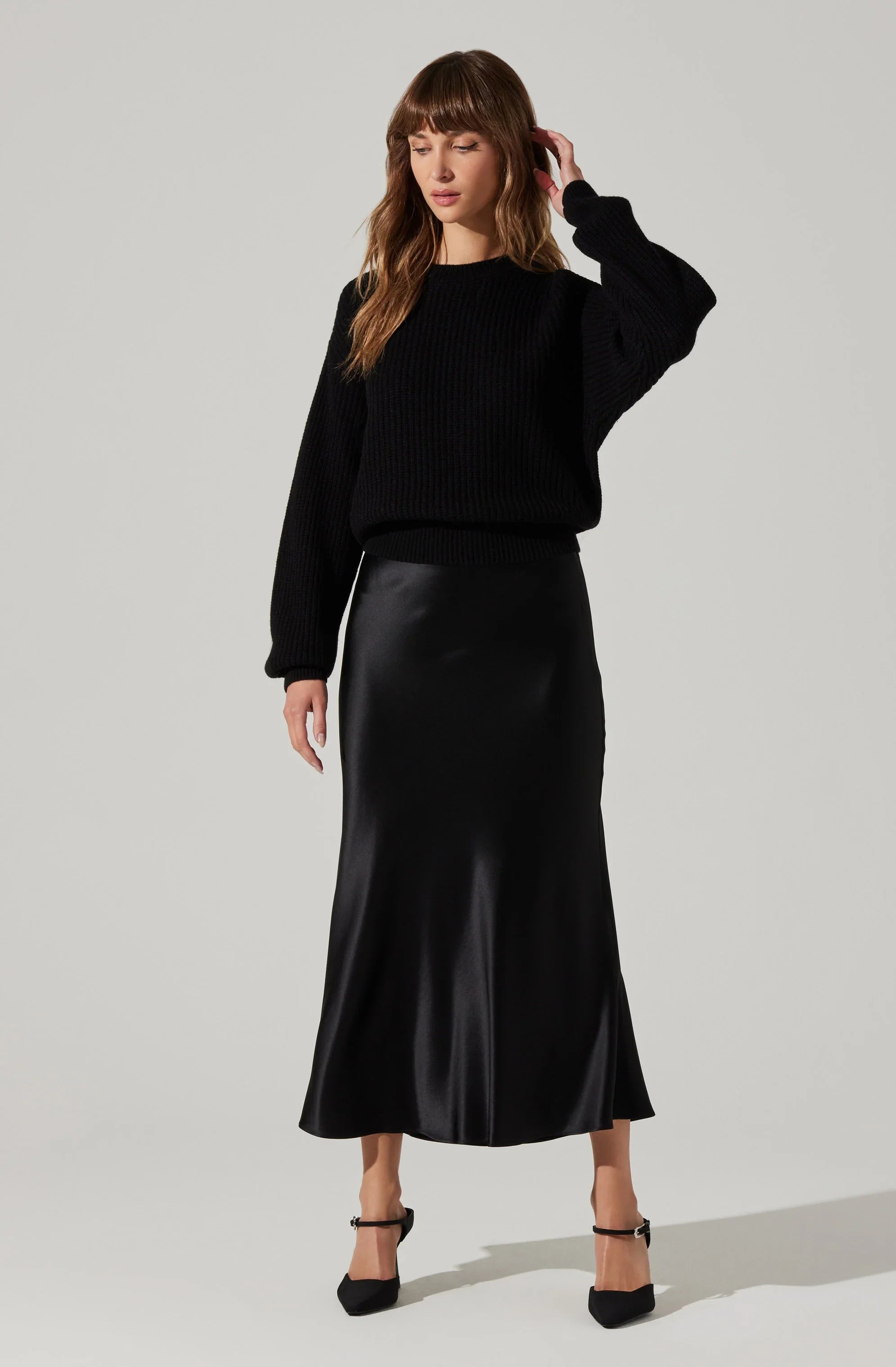 ASTR The Label Windey Satin Maxi Skirt
