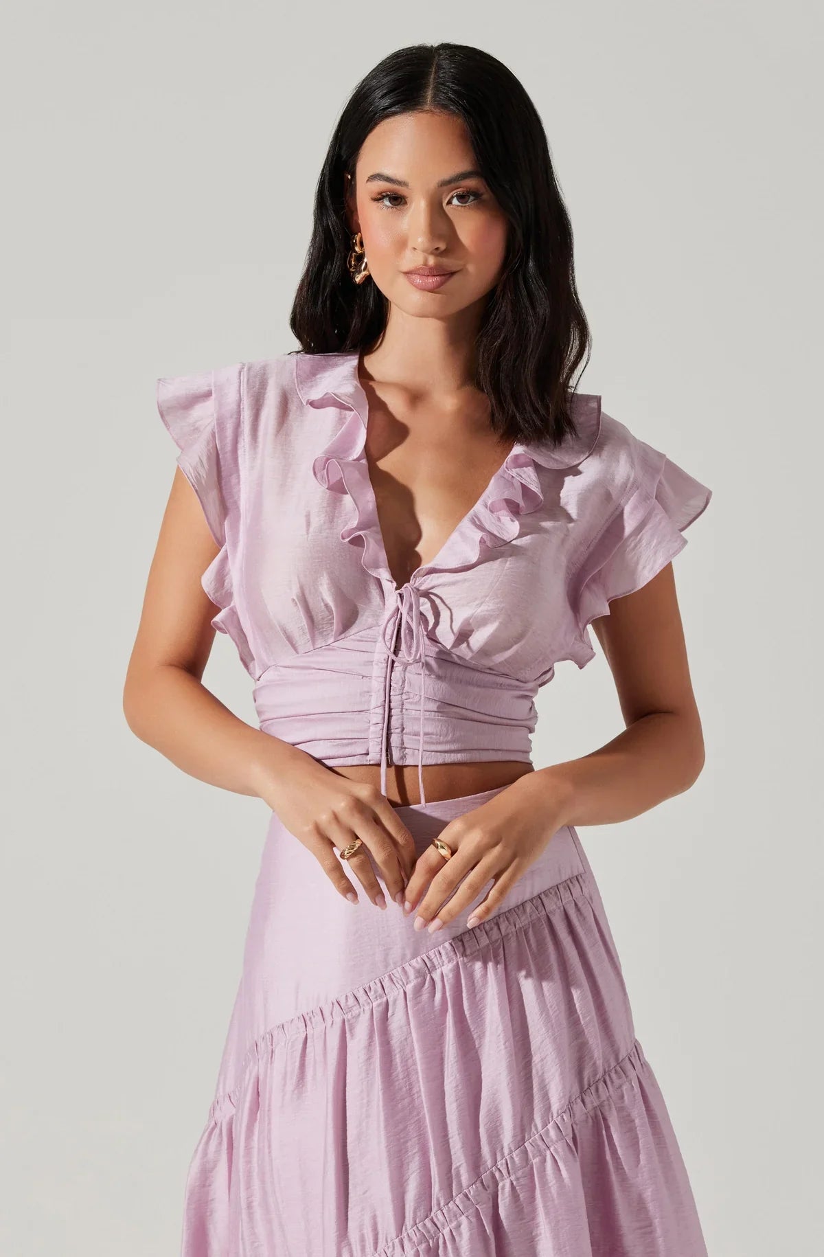 ASTR The Label Zira Pleated Crop Top