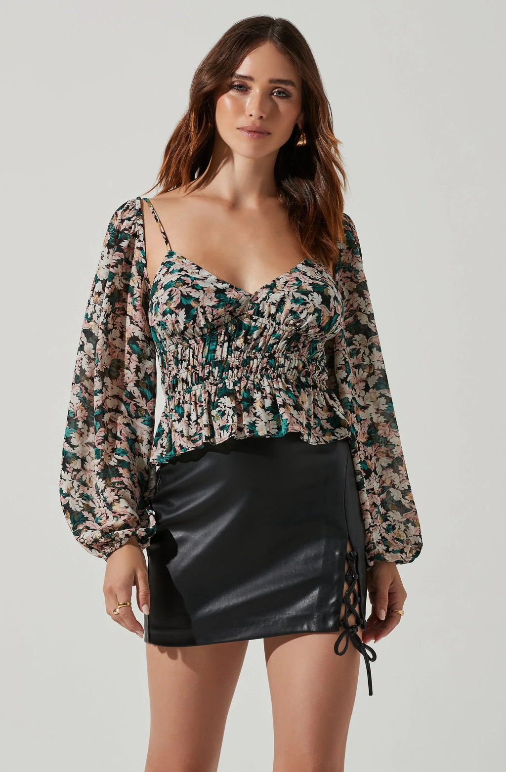 ASTR The Label Prudence Floral Peplum Top