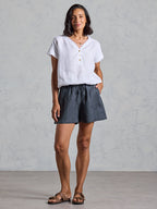 Anika French Linen Shorts Charcoal