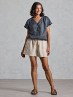 Anika French Linen Shorts Stone