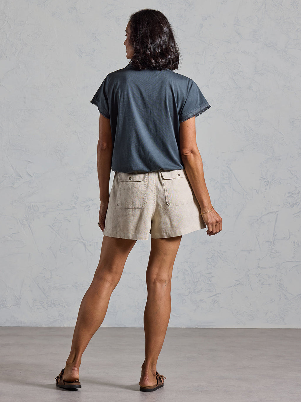 Anika French Linen Shorts Stone