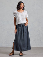 Aurora French Linen Skirt Charcoal