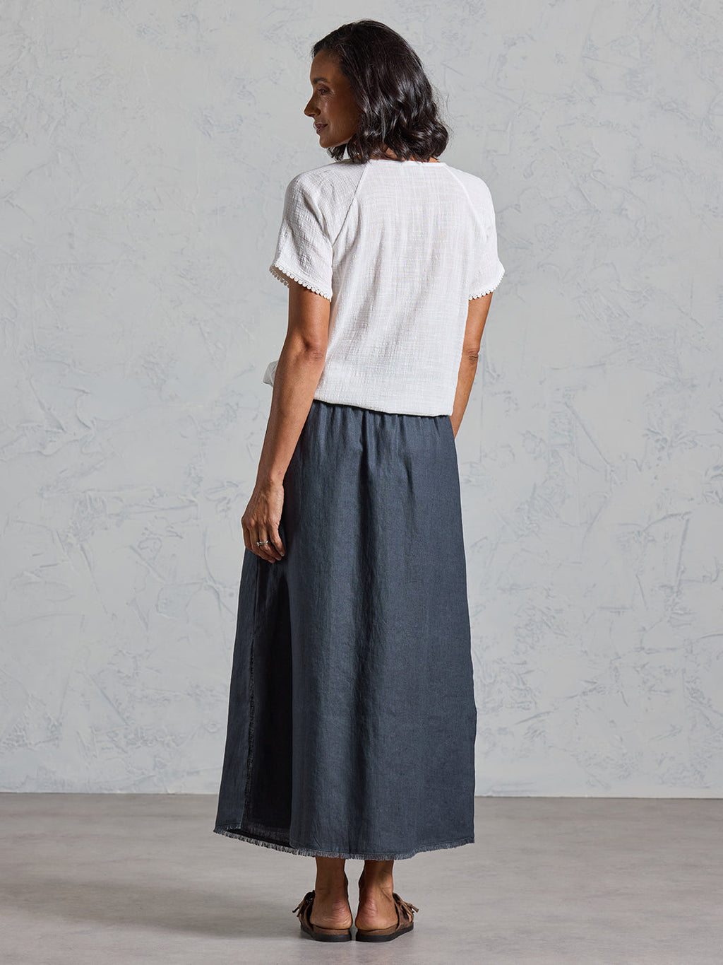 Aurora French Linen Skirt Charcoal
