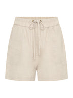 Anika French Linen Shorts Stone