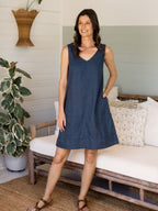 Beachcomber French Linen Dress Navy
