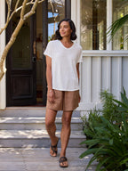 Clovelly French Linen T-Shirt Coconut