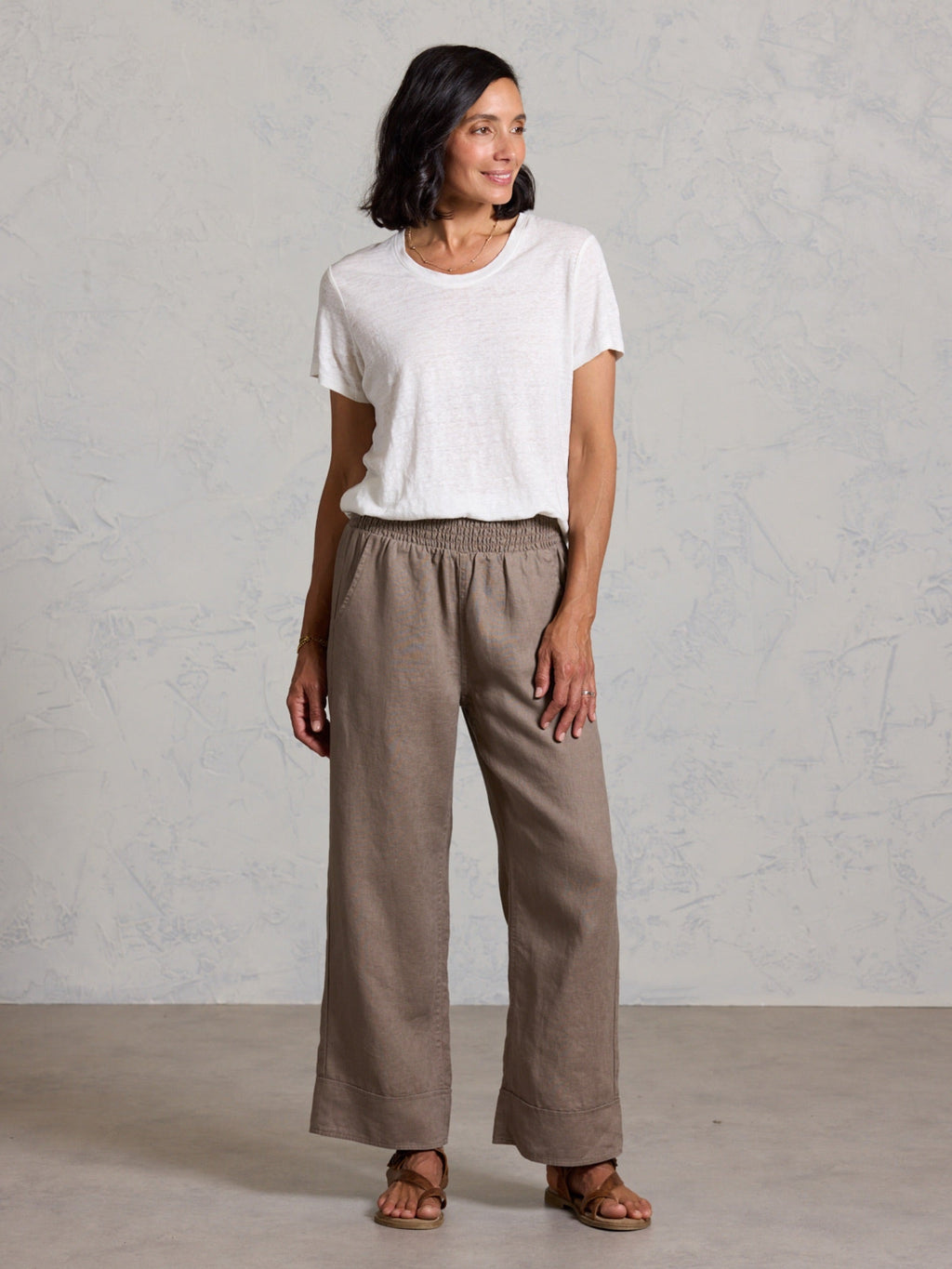 Clovelly French Linen T-Shirt Coconut