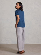 Clovelly French Linen T-Shirt Navy