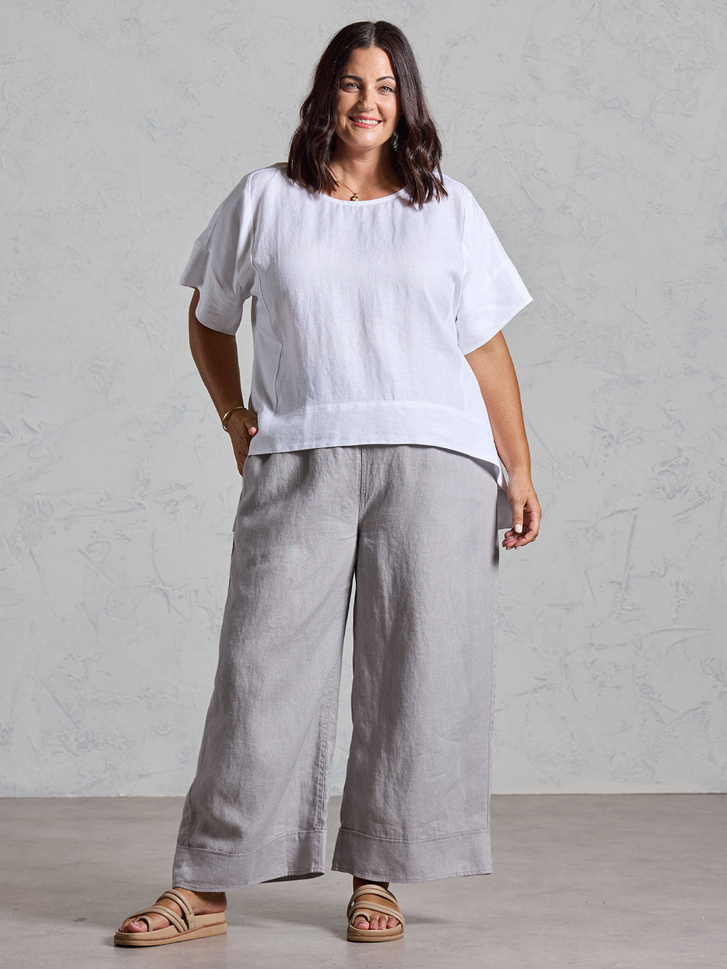 Costa French Linen and Cotton Top White