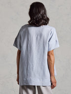 Costa French Linen and Cotton Top Slate Blue