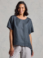 Costa French Linen and Cotton Top Charcoal