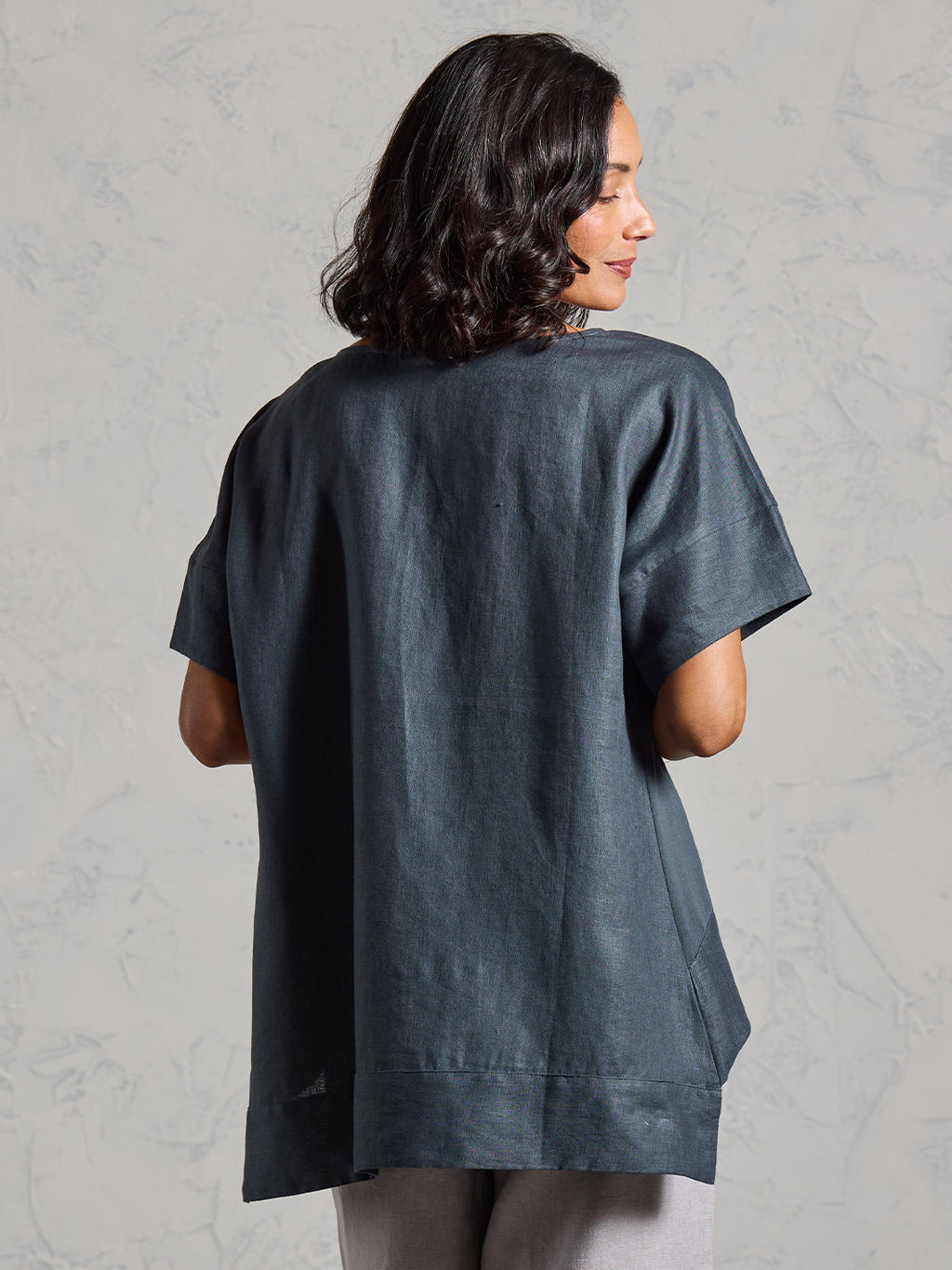 Costa French Linen and Cotton Top Charcoal