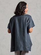 Costa French Linen and Cotton Top Charcoal