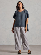 Costa French Linen and Cotton Top Charcoal