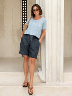 Daisy Organic Cotton Blouse Slate Blue