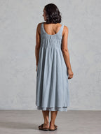 Del Monte Midi Cotton Dress Slate Blue