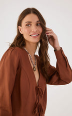 Dress To Linen Blouse With Tie Details