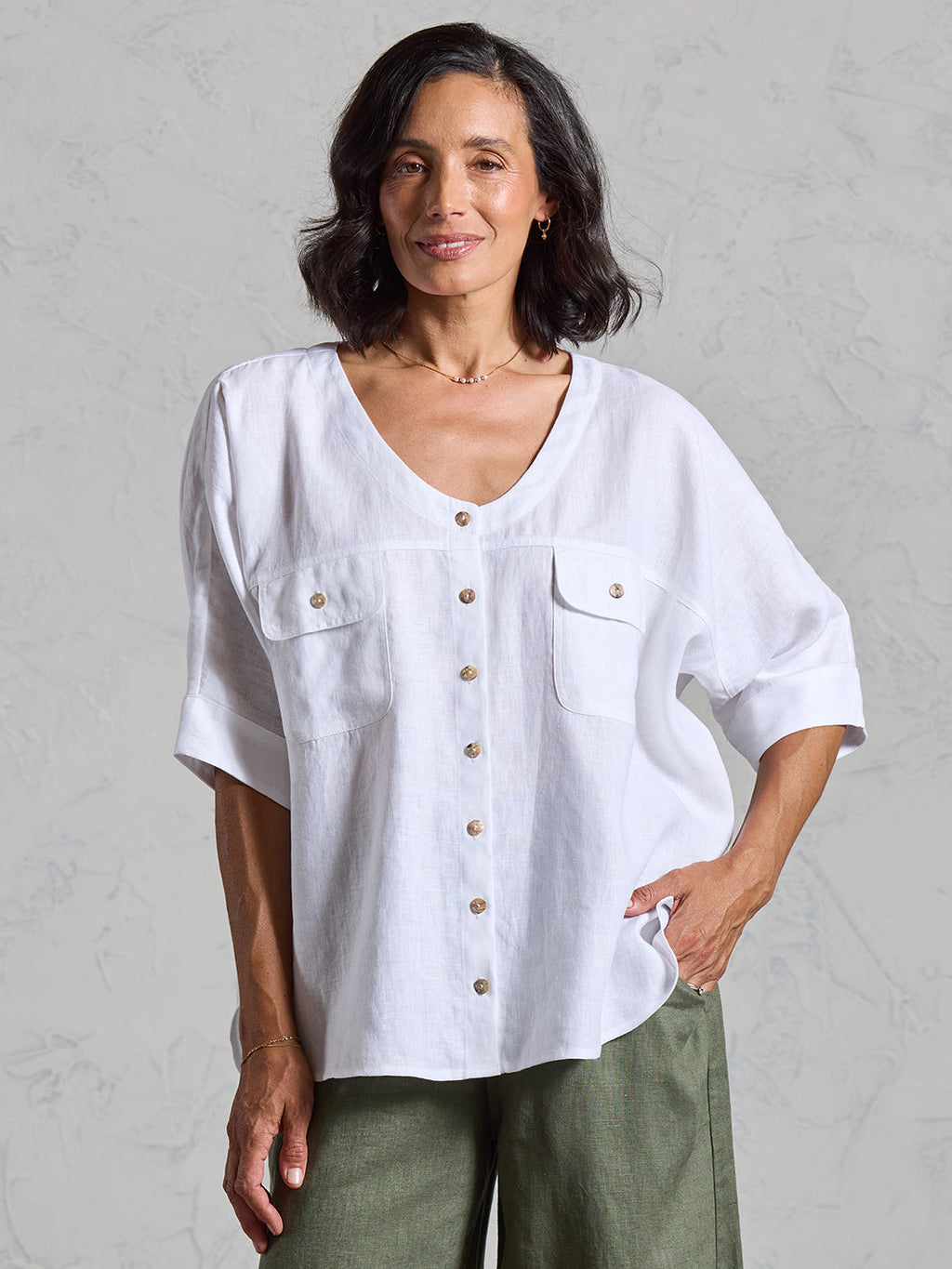 Dune French Linen Shirt White