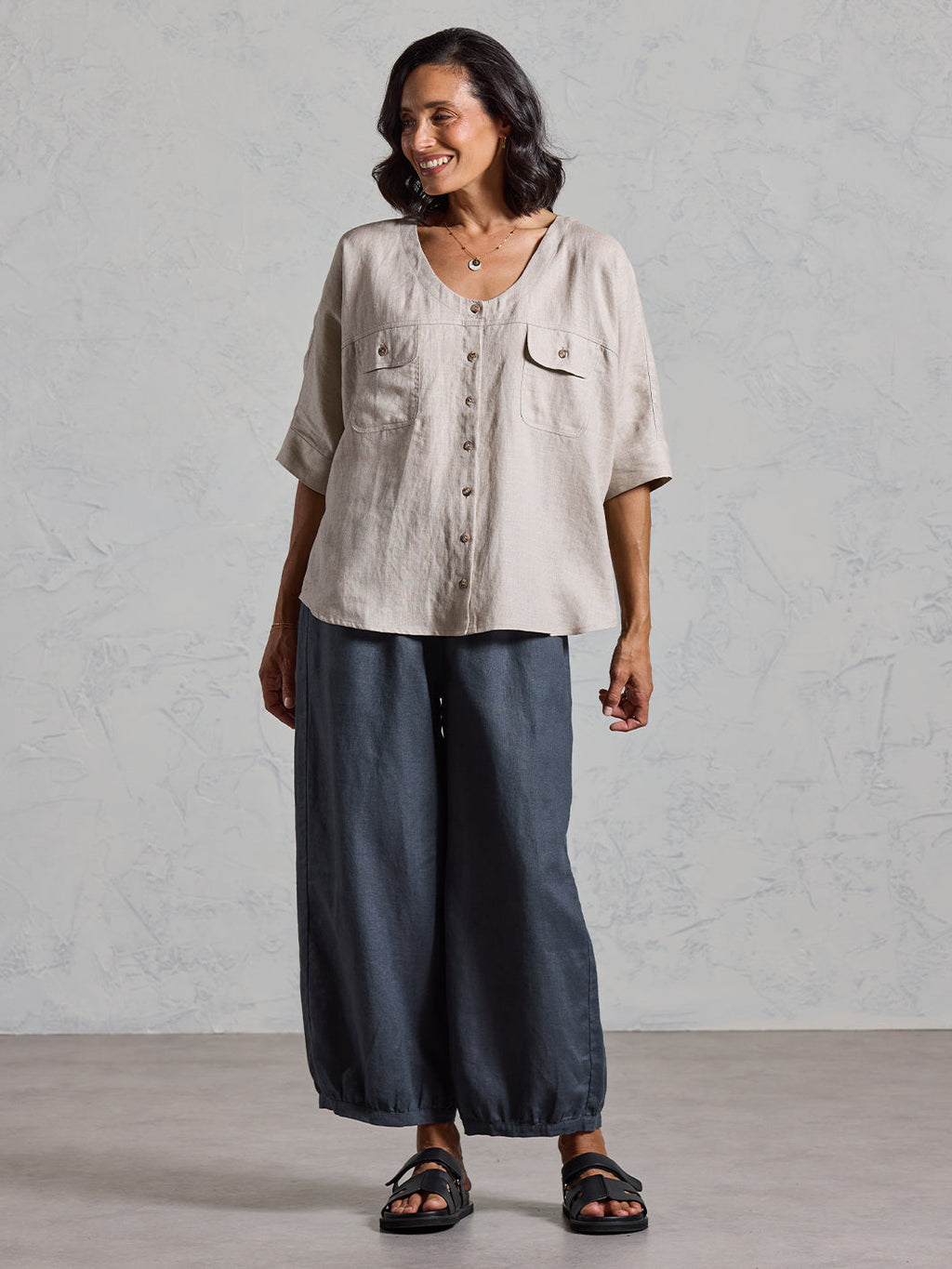Dune French Linen Shirt Almond