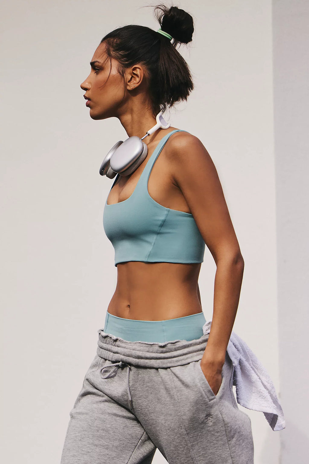 Free People Never Better Square Neck Bra-Eucalyptus