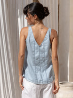 Giana French Linen Top Slate Blue