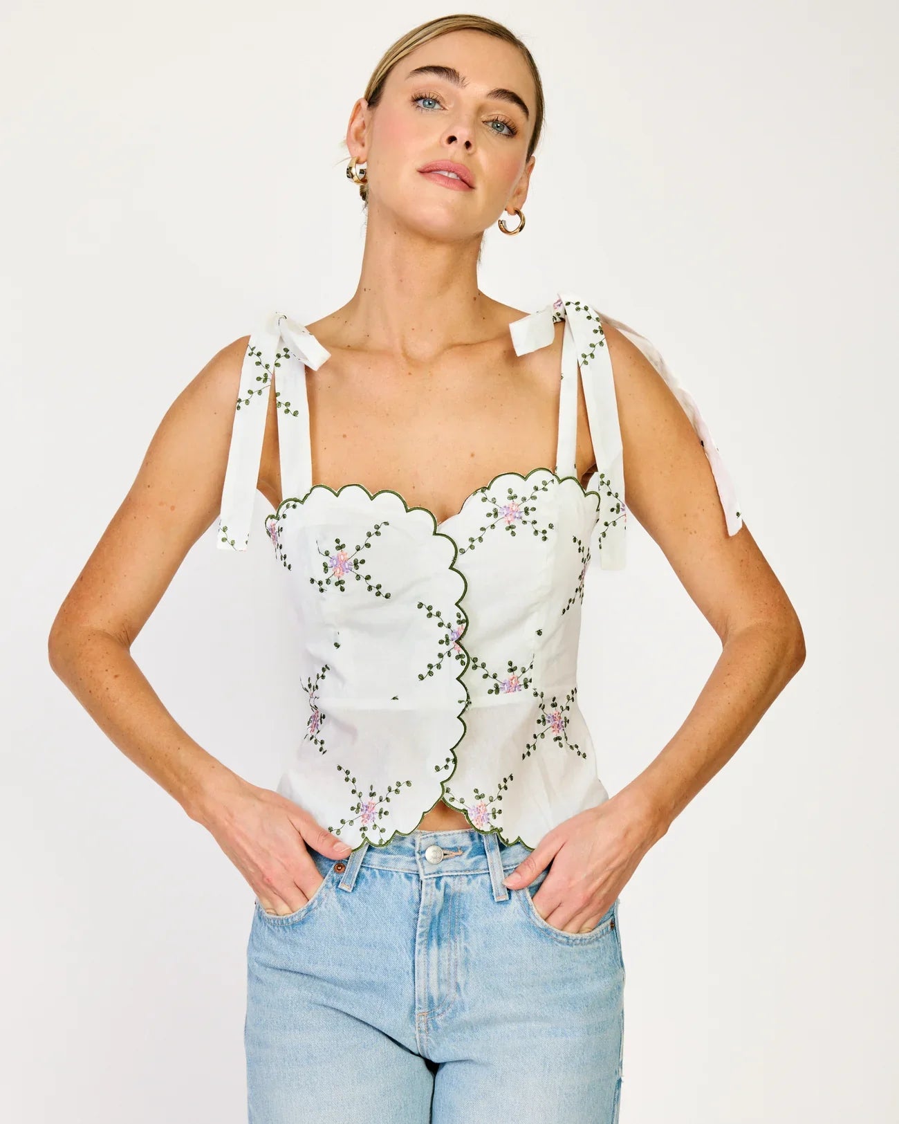 Line & Dot Primrose Top