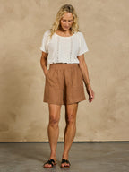 Mae French Linen Shorts Desert Sand