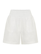 Mae French Linen Shorts White