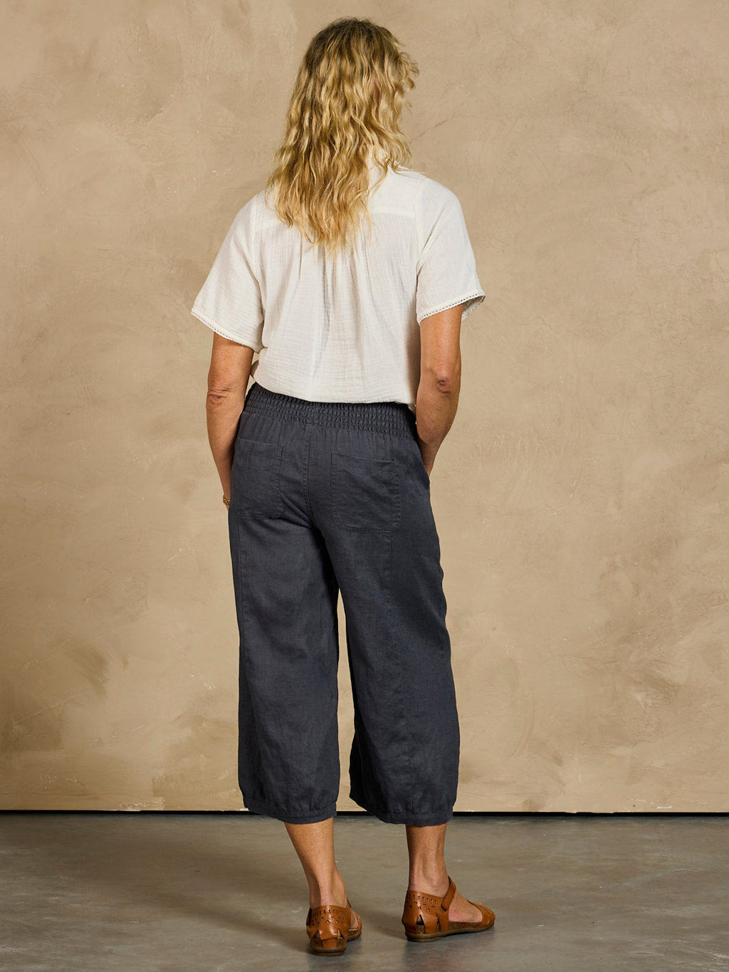 Marrakech French Linen Cropped Pants Charcoal