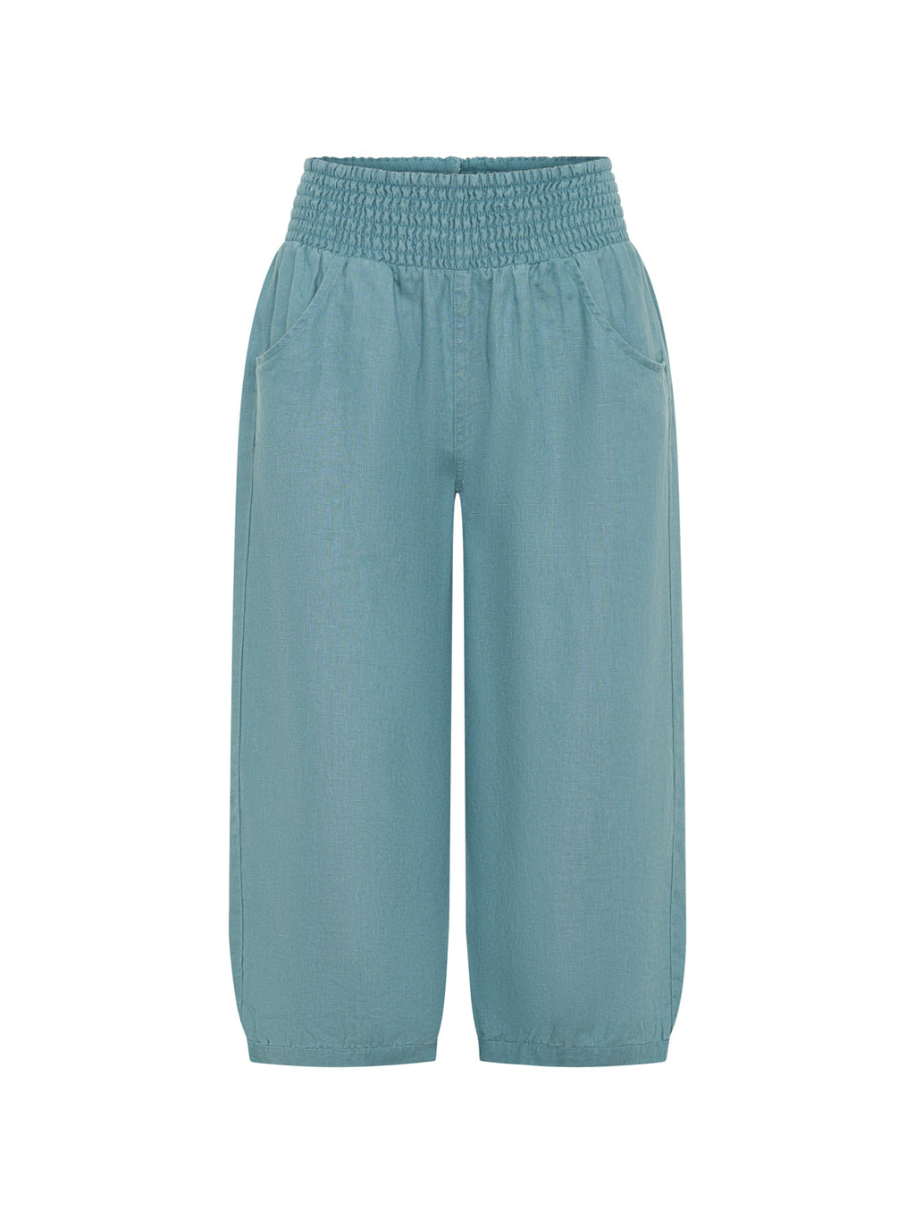 Marrakech French Linen Cropped Pants Tahiti Blue
